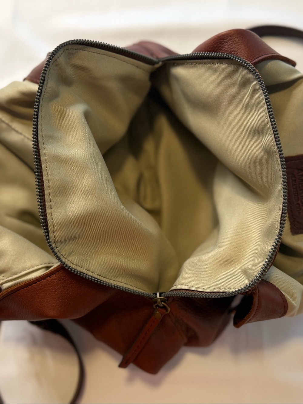 American Leather Cognac Pebbled Shoulder Tote - Picture 7 of 9